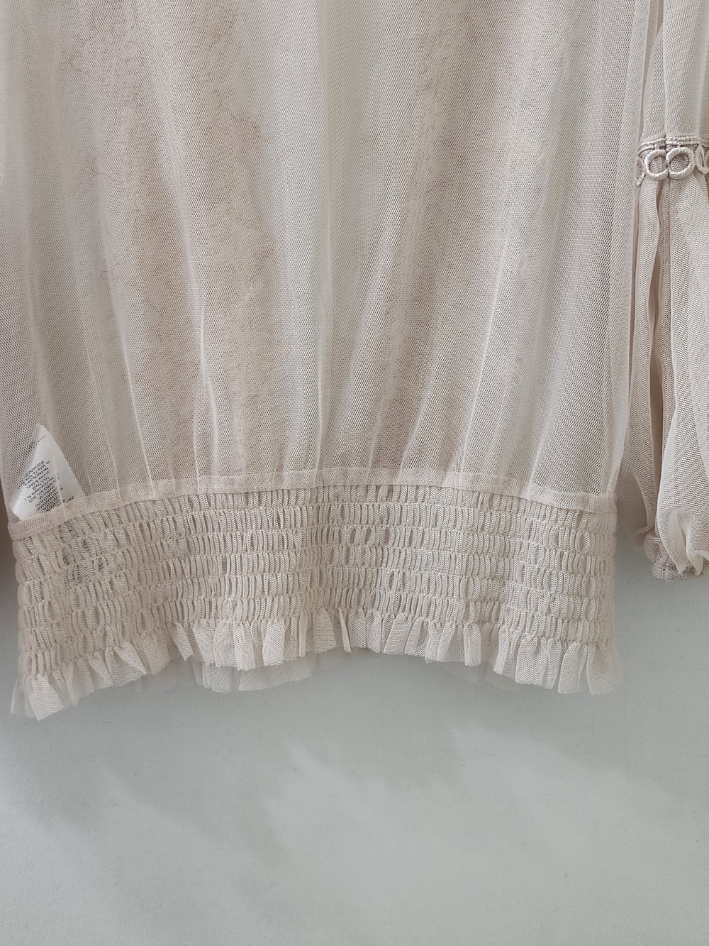 Macy's Sheer Lace-Trim Blouse in Beige - Picture 9 of 11